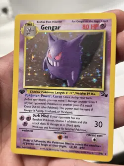 Pokemon Card Vintage Gengar Fossil 5/62 Holo Foil 1st Edition MP - Image 1