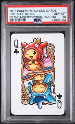 2015 POKEMON PLAYING CARDS PRETEND MAGIKARP & GYARADOS QUEEN OF CLUBS PSA 10 - Image 1
