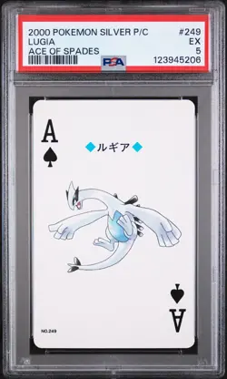 2000 POKEMON SILVER VERSION PLAYING CARDS ACE OF SPADES #249 LUGIA PSA 5 - Image 1