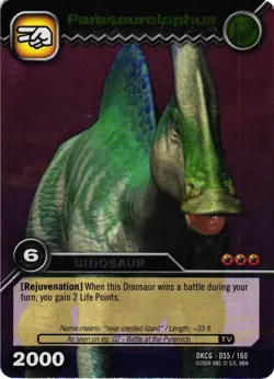 DINOSAUR KING CARD GAME 2008 UPPER DECK DKCG-055 PARASAUROLOPHUS SILVER RARE FOI - Image 1