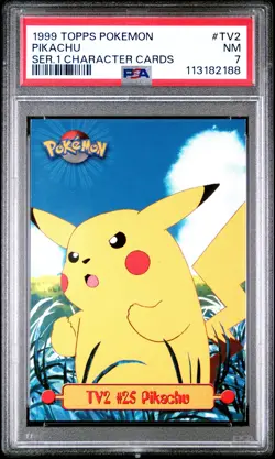 1999 TOPPS POKEMON SERIES 1 CHARACTER CARDS #TV2 PIKACHU PSA 7 - Image 1