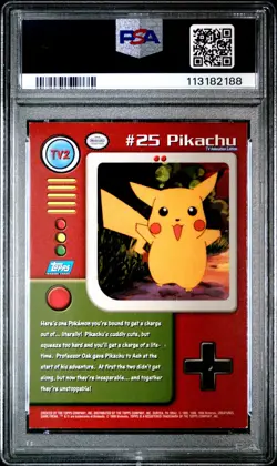 1999 TOPPS POKEMON SERIES 1 CHARACTER CARDS #TV2 PIKACHU PSA 7 - Image 2