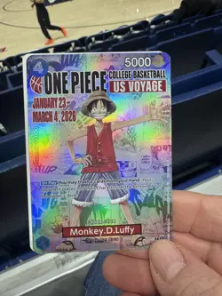 🔥🏀One Piece Monkey.D.Luffy US College Basketball Promo Card 🏀🔥 - Image 1