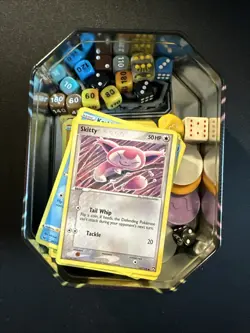 100+ Pokemon Card Lot W/ Snorlax Tin, Coins, Dice - Image 2