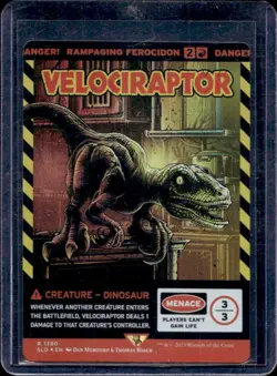 2023 Magic The Gathering MTG Secret Lair Velociraptor Jurassic World Foil #1390 - Image 1