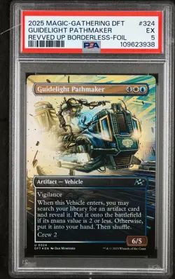 2025 MTG AETHERDRIFT REVVED UP BORDERLESS-FOIL #0324 GUIDELIGHT PATHMAKER PSA 5 - Image 1