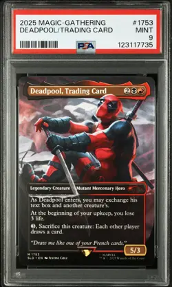 2025 MTG SECRET LAIR DROP MARVEL'S DEADPOOL #1753 DEADPOOL TRADING CARD PSA 9 - Image 1