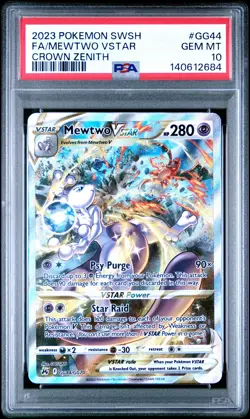 2023 POKEMON SWORD & SHIELD CROWN ZENITH #GG44 FULL ART/MEWTWO VSTAR PSA 10 - Image 1
