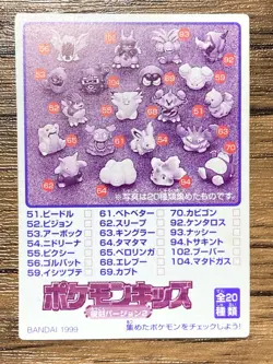 Pokemon Kids' Mini Card Jynx Nintendo Bandai Pocket Monsters 1999 Japan - Image 2