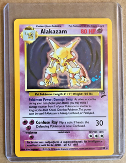 Pokemon Base 2 Alakazam 1/130 Foil Holo Rare 80 HP NMM Unplayed WOTC 2000 - Image 2