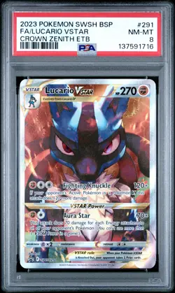 2023 POKEMON SWSH BLACK STAR PROMO #291 FULL ART/LUCARIO VSTAR PSA 8 - Image 1
