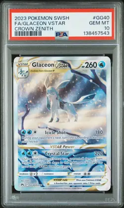 2023 POKEMON SWORD & SHIELD CROWN ZENITH #GG40 FULL ART/GLACEON VSTAR PSA 10 - Image 1