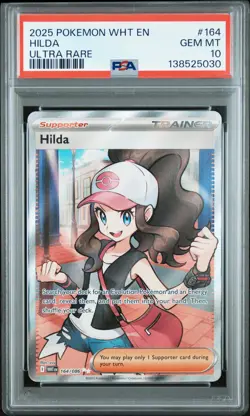 2025 POKEMON WHT EN-WHITE FLARE ULTRA RARE #164 HILDA PSA 10 - Image 1