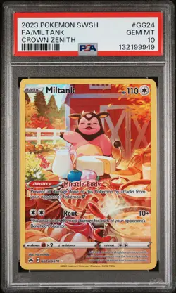 2023 POKEMON SWORD & SHIELD CROWN ZENITH #GG24 FULL ART/MILTANK PSA 10 - Image 1