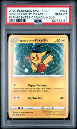 2020 POKEMON SWSH BLACK STAR PROMO #074 SPECIAL DELIVERY PIKACHU-HOLO PSA 10 - Image 1