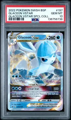 2022 POKEMON SWSH BLACK STAR PROMO #197 GLACEON VSTAR PSA 10 - Image 1