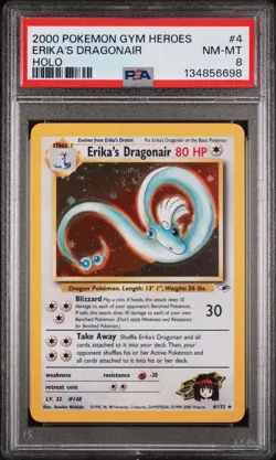 2000 POKEMON GYM HEROES HOLO #4 ERIKA'S DRAGONAIR PSA 8 - Image 1