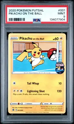 2020 POKEMON FUTSAL #001 PIKACHU ON THE BALL PSA 9 - Image 1