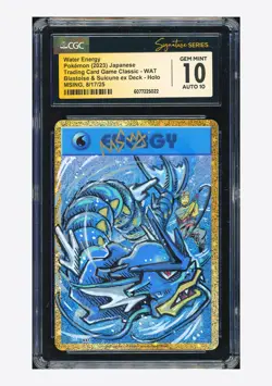 Pokemon CGC 10 GEM MINT AUTO 10 Water Energy Holo Msing 2023 #WAT CLK Japanese - Image 1