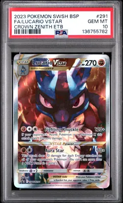 2023 POKEMON SWSH BLACK STAR PROMO #291 FULL ART/LUCARIO VSTAR PSA 10 - Image 1