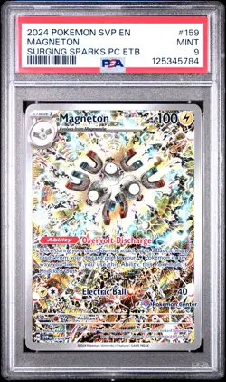 2024 POKEMON SVP SURGING SPARKS POKEMON CENTER ETB PROMO #159 MAGNETON PSA 9 - Image 1