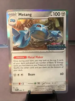 Pokemon TCG Metang SVP 090 Black Star Promo Temporal Forces NM Holo Rare Stamped - Image 1