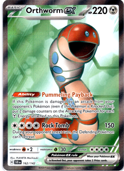 Pokemon TCG Orthworm ex 162/142 Stellar Crown Full Art Holo Rare Near Mint - Image 1
