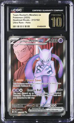 CGC 10 PRISTINE Team Rocket's Mewtwo EX 213/182 Pokemon Destined Rivals 2025 Eng - Image 1
