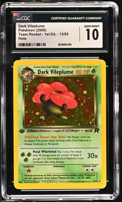 CGC GEM MINT 10 Dark Vileplume Team Rocket 1st Edition 13/82 Holo Pokemon - Image 1