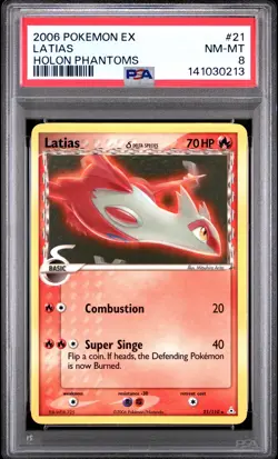 2006 POKEMON EX HOLON PHANTOMS #21 LATIAS PSA 8 - Image 1