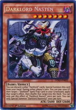 Yugioh! MP Darklord Nasten - DESO-EN032 - Secret Rare - 1st Edition Moderately P - Image 1