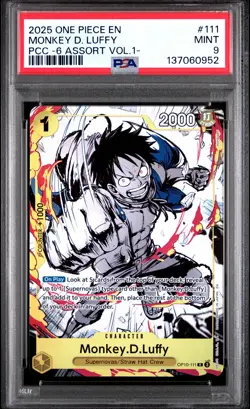 2025 ONE PIECE PREMIUM COLLECTION 6 ASSORT VOL.1 #111 MONKEY D. LUFFY PSA 9 - Image 1