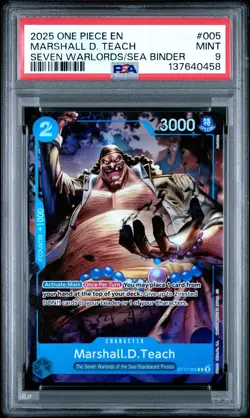 2025 ONE PIECE SEVEN WARLORDS OF THE SEA BINDER SET #005 MARSHALL D. TEACH PSA 9 - Image 1