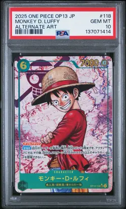 2025 ONE PIECE JPN OP13-CARRYING ON HIS WILL ALT ART #118 MONKEY D. LUFFY PSA 10 - Image 1