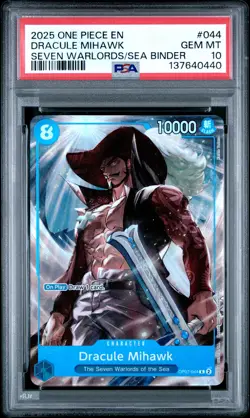 2025 ONE PIECE SEVEN WARLORDS OF THE SEA BINDER SET #044 DRACULE MIHAWK PSA 10 - Image 1