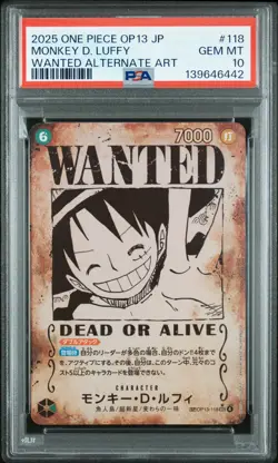 2025 ONE PIECE JPN CARRYING ON HIS WILL WANTED ALT ART MONKEY D. LUFFY PSA 10 - Image 1
