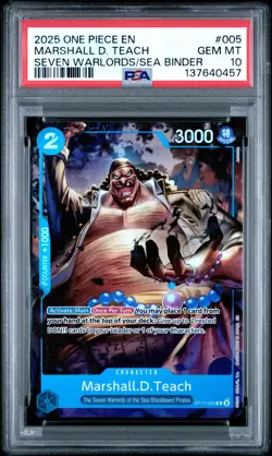 2025 ONE PIECE SEVEN WARLORDS OF THE SEA BINDER SET MARSHALL D. TEACH PSA 10 - Image 1