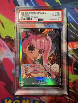 One Piece Perona Leader Alt Art OP06-021 English PSA 10 - Image 1