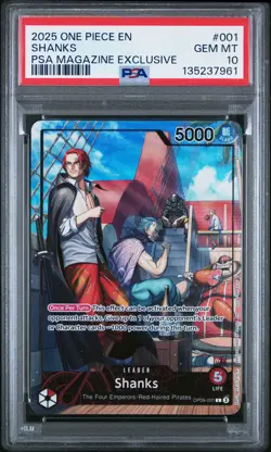 2025 ONE PIECE PROMOS PSA MAGAZINE EXCLUSIVE #001 SHANKS PSA 10 - Image 1