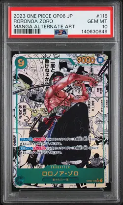 2023 ONE PIECE JPN WINGS OF THE CAPTAIN MANGA ALT ART #118 RORONOA ZORO PSA 10 - Image 1