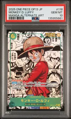 2025 ONE PIECE JPN OP13-CARRYING ON HIS WILL #118 MONKEY D. LUFFY PSA 10 - Image 1