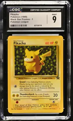CGC 9 MINT Ivy Pikachu 1999 Black Star Promo 1 Pokemon League Pokemon Card - Image 1