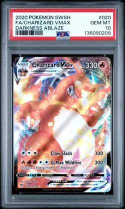 2020 POKEMON SWORD & SHIELD DARKNESS ABLAZE #020 FULL ART/CHARIZARD VMAX PSA 10 - Image 1