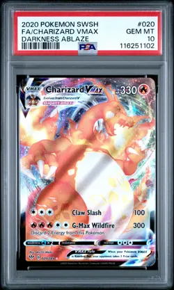 2020 POKEMON SWORD & SHIELD DARKNESS ABLAZE #020 FULL ART/CHARIZARD VMAX PSA 10 - Image 1
