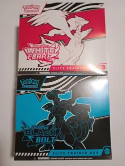 Pokemon TCG Black Bolt and White Flare Elite Trainer Box ETB Sealed lot of 2 - Image 1