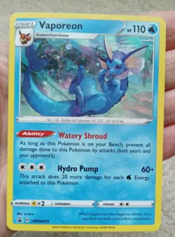 Vaporeon SWSH072 Black Star Promo Cosmos Holo Pokemon Card LP 2020 - Image 1