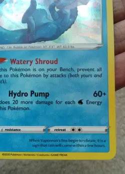 Vaporeon SWSH072 Black Star Promo Cosmos Holo Pokemon Card LP 2020 - Image 3