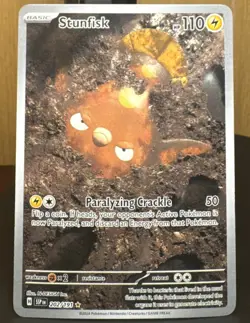 Pokemon TCG Stunfisk 202/191 Sv08: Surging Sparks Illustration Rare Holo Card - Image 1