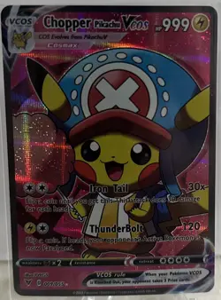 *CUSTOM* Pokemon Card Chopper Pikachu VCOS - Custom Hand Made Full Art Holo- NM - Image 1