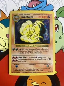 #2 Ninetales 12/102 SHADOWLESS Base Set 1999 Holo Rare WOTC Pokemon Card TCG LP - Image 1
